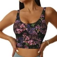 thumbnail image 3 of Goofa Orchids Flowers Printed Sports Bras for Women, High Impact Running Bra Workout Crop Tank Tops Longline Sports Bra Push up-, 3 of 9