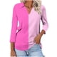 thumbnail image 2 of Fiudx Ofertas Flash Del Día Camiseta de Manga 3/4 con Solapa y Cuello En V a Juego para Mujer, 2 of 5