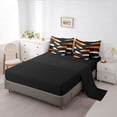 thumbnail image 5 of Homewish Geometric Lines Print 7 Pieces Bedding Comforter Set,Graffiti Stripes Pattern Full Bedding Set,Orange White Black Fitted Sheet Flat Sheet For Teens,Luxury Bedroom Decor Reversible, 5 of 8