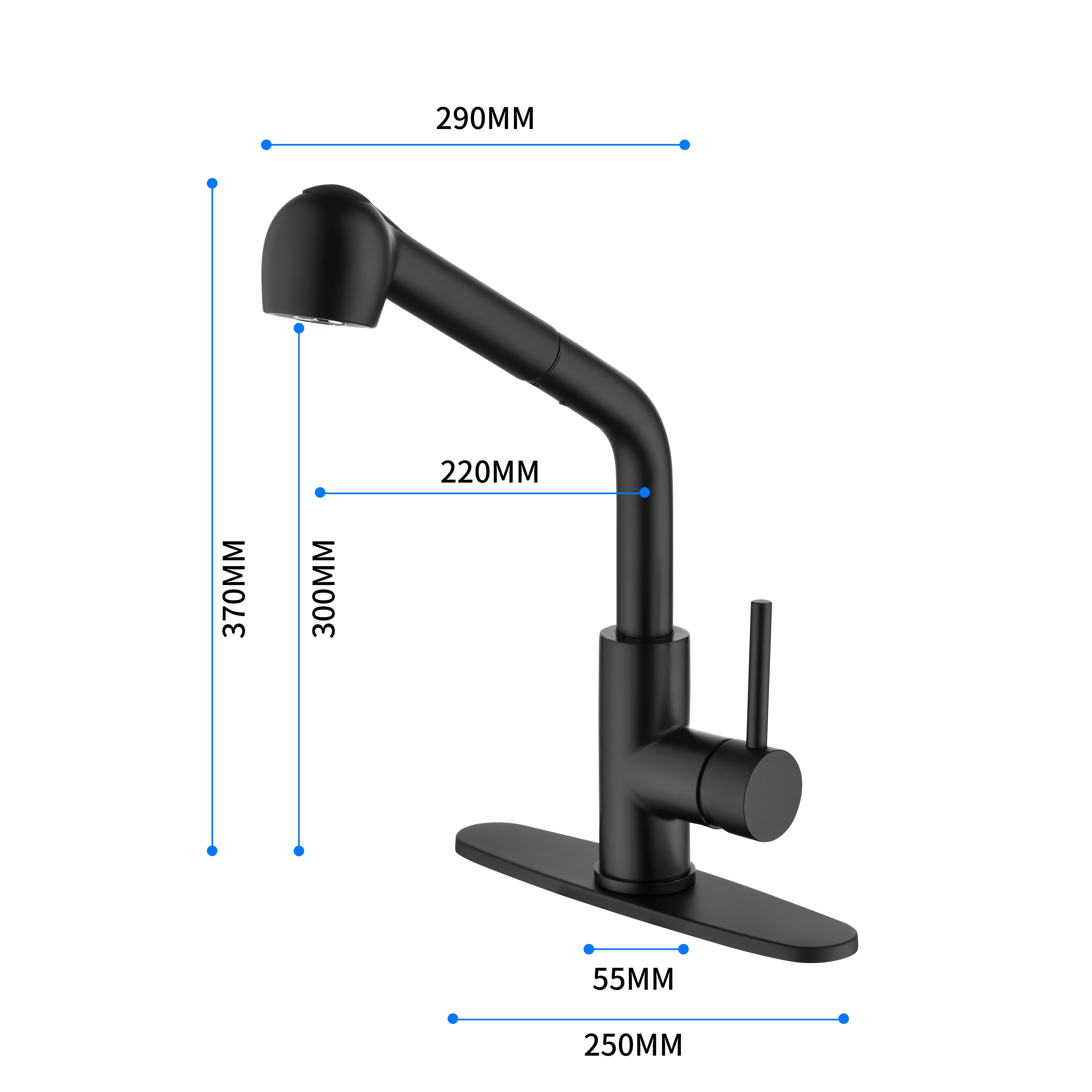 Izzovium Matte Black Kitchen Faucet with Pull Down Sprayer, Single Handle High Arc Stainless Steel Sink Faucet, 360° Swivel Spout, Easy Installation, 14.5" Height