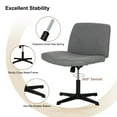thumbnail image 4 of Armless Office Chair - Cross Leg Design, Wide Seat, Adjustable Swivel & Ergonomic - No Wheels, Comfortable Computer Chair for Home Office, Dressing Room, 4 of 7