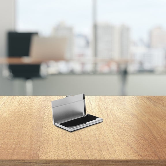 LIFKOME Black Stainless Steel Business Card Holder Case Portable Metal Card Storage Box for Office and Travel