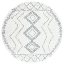 SAFAVIEH Parma Frank Geometric Shag Area Rug, Ivory/Grey, 6'7" x 6'7" Round