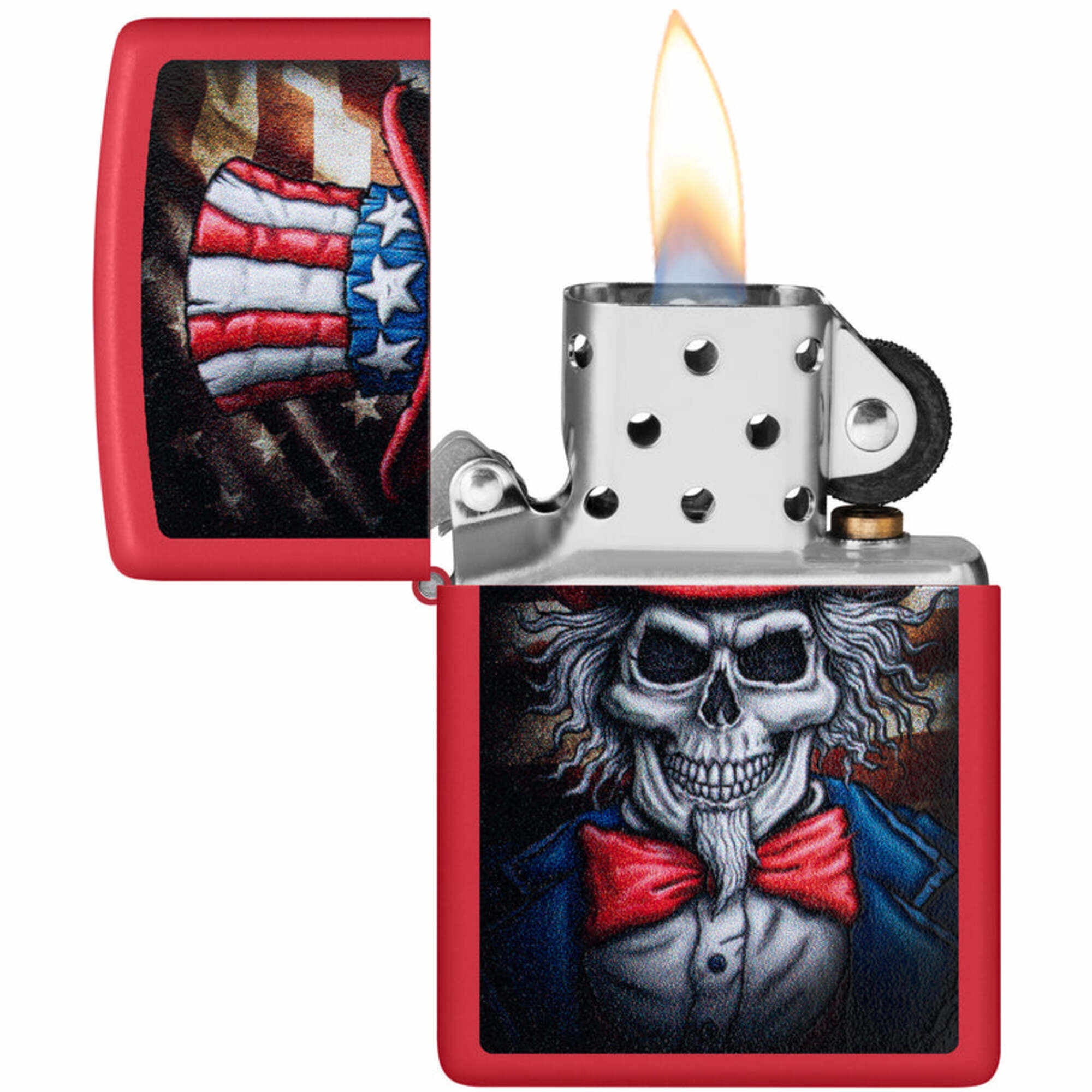 Zippo 46696 Uncle Skeleton Design Red Windproof Pocket Lighter