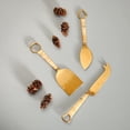 thumbnail image 3 of 3 piece Cheese Knife Set - Rattan-wrapped handles - Hammered Gold Blades - Charcuterie Board Essentials - Cheese Tools - Bridal Shower Gift, 3 of 5