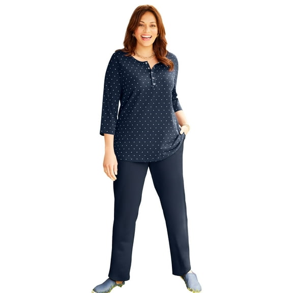 Catherines Women's Plus Size Suprema Snap-Placket Tee