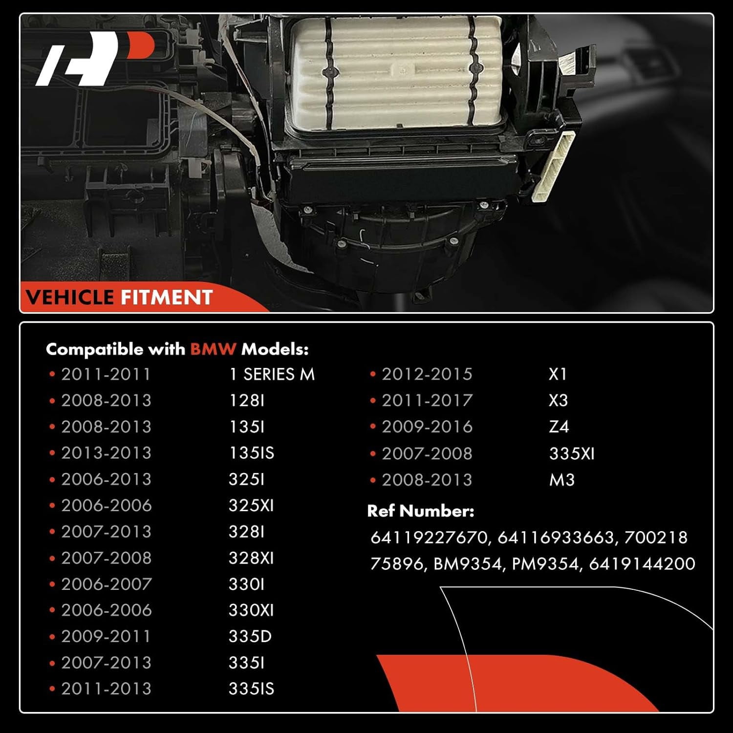 A-Premium Heater Blower Motor with Fan Cage Replacement for BMW 128i 135i 323i 325i 328i 335i X1 X3 X5 Z4