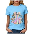 thumbnail image 7 of Dmsael Halloween T-Shirts for Women Cute Ghost Graphic Tees Fall Crewneck Short Sleeve Party Halloween Shirt Women(Sky Blue,M), 7 of 7