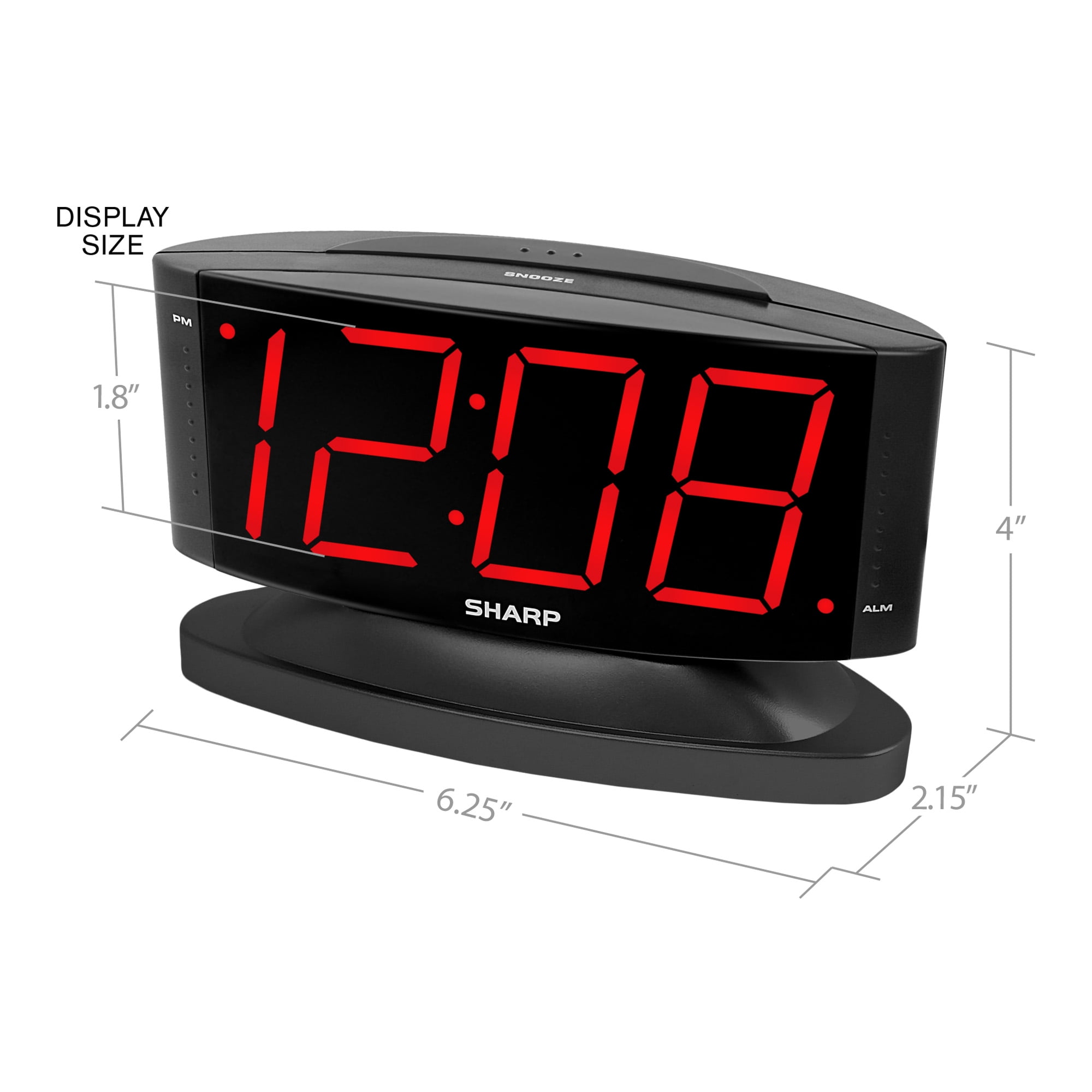 Sharp 1.8-Inch Red LED Dimmer Alarm Clock With Swivel Base