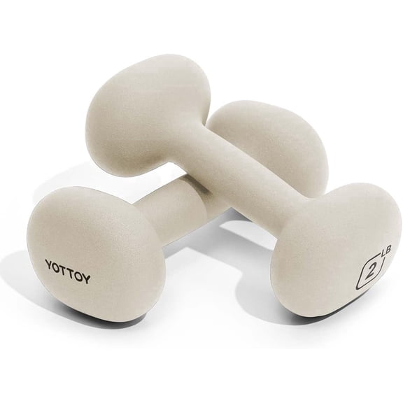 YOTTOY Dumbbell Set of 2 — 2 lb Each (4 lb Pair) WHITE Non-Slip Hand Weights for Women — Home Gym & Full-Body Toning