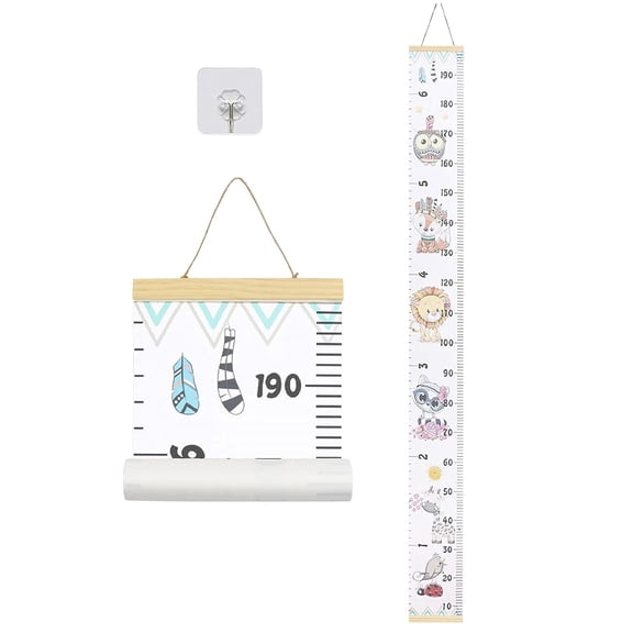 Baby Growth Chart, Height Wall Chart for Kids, 20x200 cm Wooden Frame Canvas Measurement Hanging Ruler for Child’s Room Decoration (white)