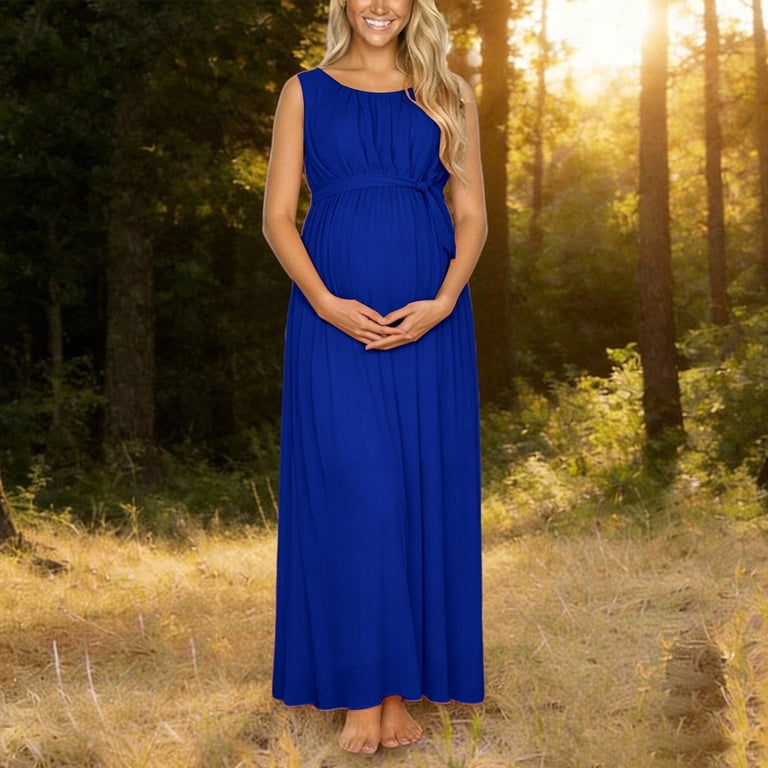 sleeveless empire waist maternity maxi dress Ivory Empire Waist V-neck Sleeveless Satin Bridesmaid Gown