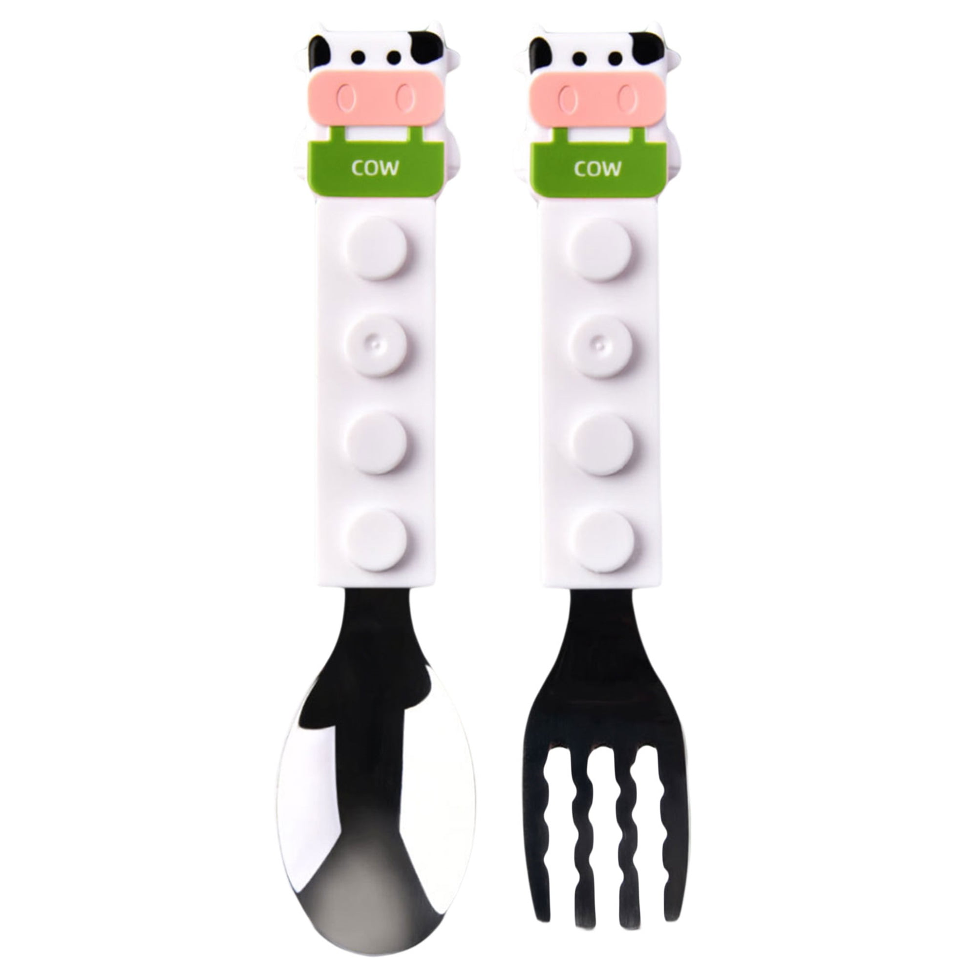 PandaEar 4 Set Baby Toddler Silicone Stainless Steel Utensils Silverware  Spoon Fork for Baby Toddler BPA Free with Silicone Holding Anti-Choke Design