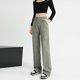 thumbnail image 3 of Pantalones casuales holgados y rectos con múltiples bolsillos y cintura alta de otoño para mujer, 3 of 5