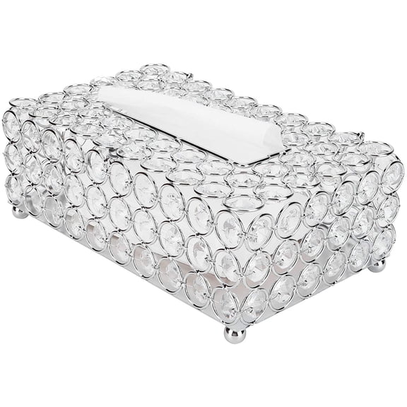 Crystal Tissue Box Cover, Rectangular Decorative Napkin Paper Dispenser Holder for Dining Room, Living Room, Bedroom, Bathroom, Office