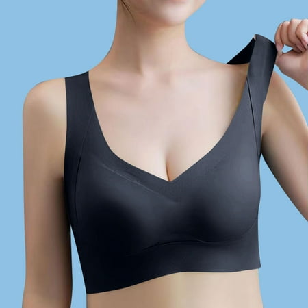 Elvqul Womens High Support Bras Halter Bralette Seamless Solid Color Comfy Sports Underwear Wireless Juniors Nylon Black Bras