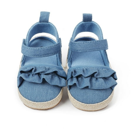 

kpoplk Shoes For Toddler Girls Girls Ruffles Shoes First Walkers Shoes Summer Toddler First Walking Shoes For Baby Girl(Blue)