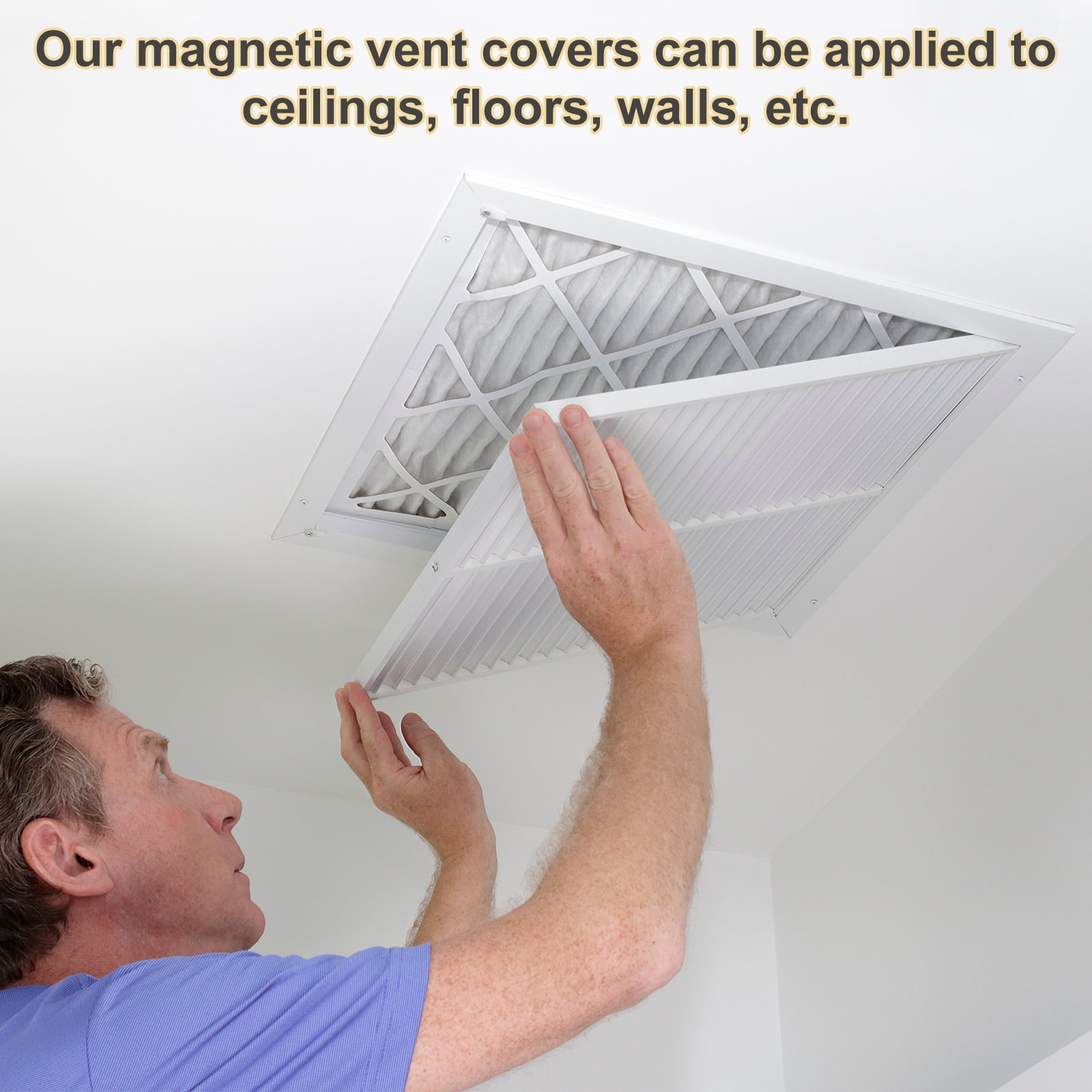 3Pcs Rectangle Magnetic Vent Covers, 12"x5.5" Floor Air Vent Blocker Covers Register Sound Proof Covers for Home Floor Wall Ceiling Vents (White)
