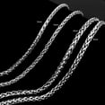 thumbnail image 4 of Collar de cadena trenzada de trigo para hombre, de acero inoxidable plateado, 4 mm, 20 pulgadas, 4 of 9