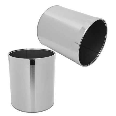 WORGEOUS 2PCS Round Trash Can Stainless Steel No Lid Wastebasket Bathroom Trash Bins