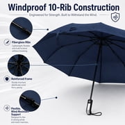 Windproof Travel Umbrella Compact Light Automatic Strong and Portable Wind Resistant, Small Folding Backpack Umbrella for Rain for Men and Women