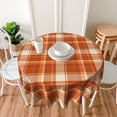 thumbnail image 5 of Fall Tablecloth Round 60 Inch Burnt Orange Plaid Autumn Harvest Themed Thanksgiving Day Decorative Table Cloth Holiday Seasonal Rustic Farmhouse for Indoor Party Kitchen Dinner Picnic Decor, 5 of 8