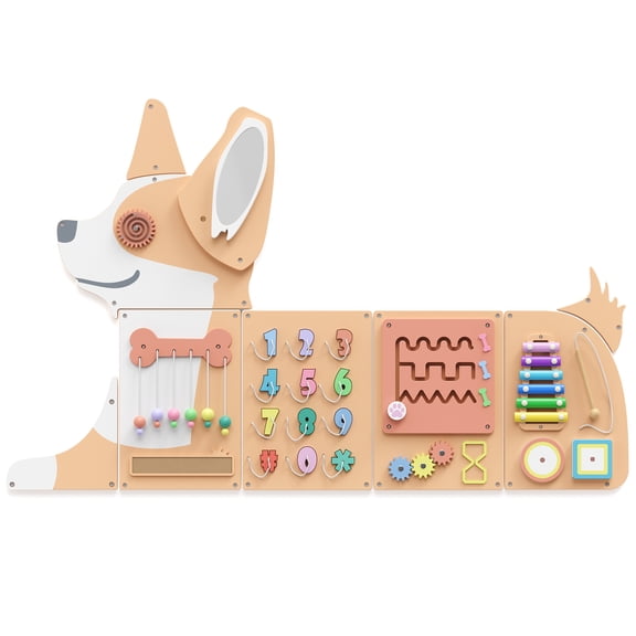 BlueWood Corgi Sensory Wall: Interactive Busy Board for Kids' Cognitive & Motor Growth