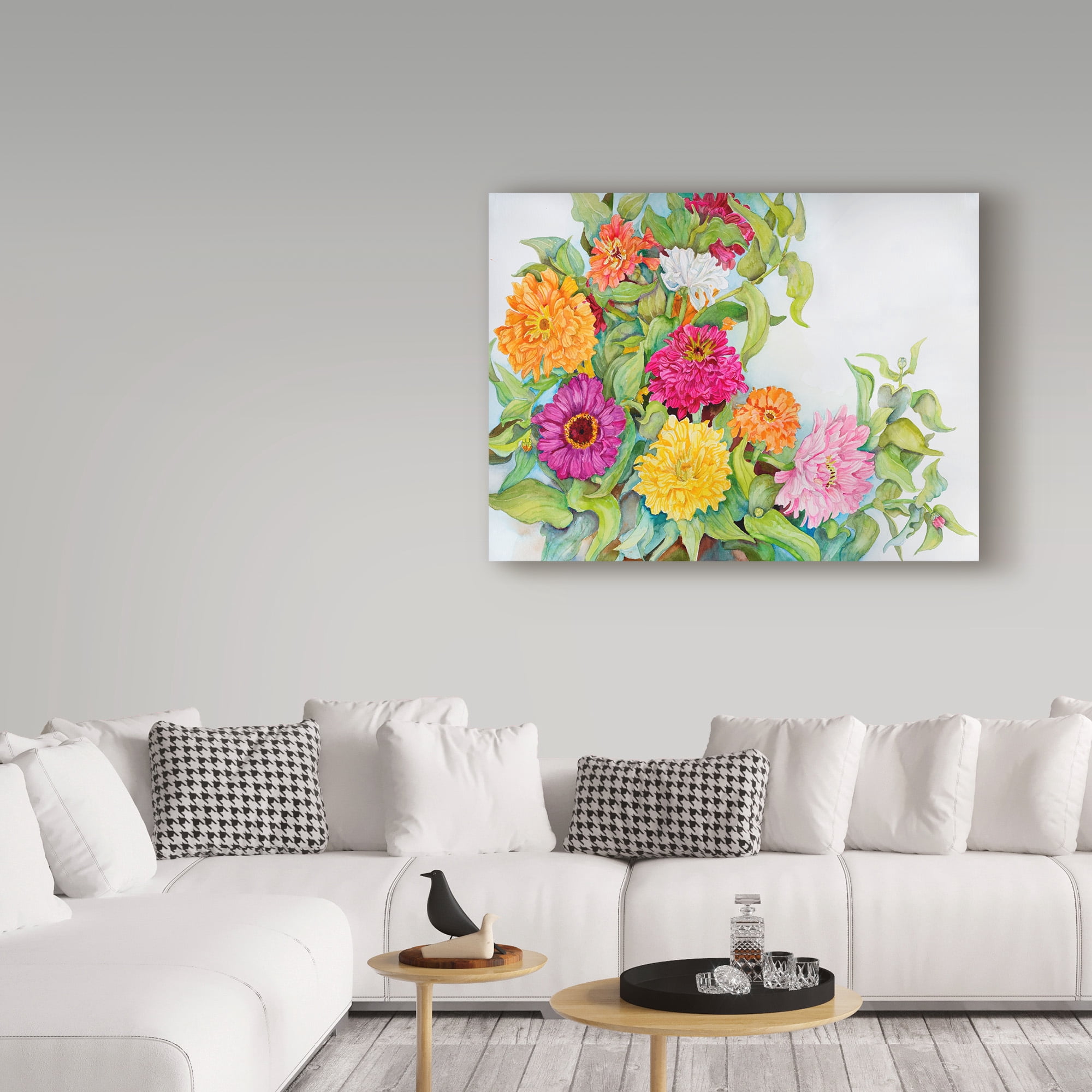 Trademark Fine Art 'Festively Colored Zinnias' Canvas Art by Joanne Porter