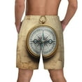 thumbnail image 2 of Lsque Mens Swim Trunks Magnetic Old Compass On World Map Pattern - Bathing Suit Compression Liner - Beach Swim Shorts Swimwear - (S-3XL) - Stretch Quick Dry -Medium, 2 of 9