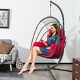 thumbnail image 2 of Costway Chaise Oeuf Suspendue Pliante avec Support Coussin Doux Oreiller Balançoire Hamac Rouge, 2 of 10
