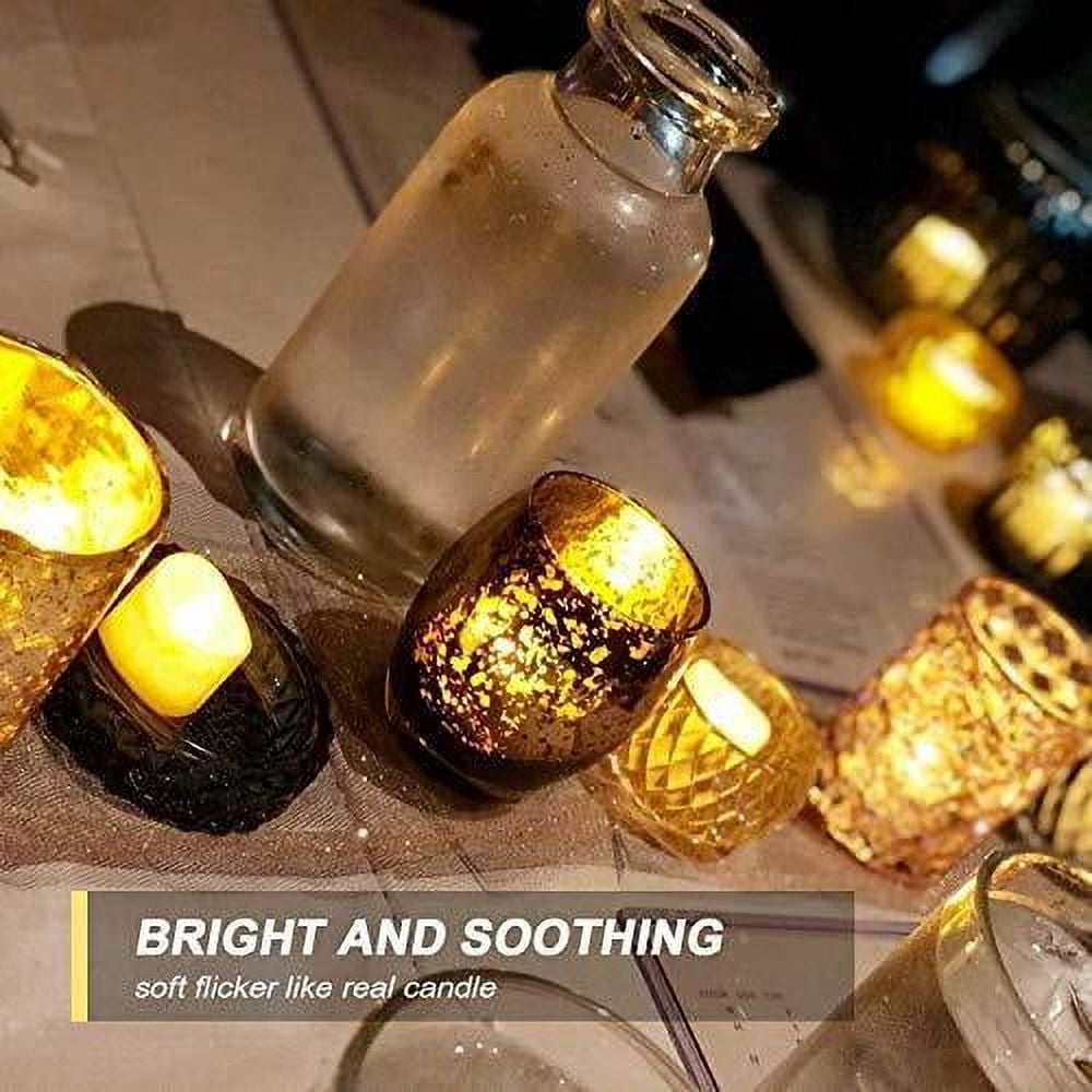 24Pcs Timed Tealight Candles, Battery Operated Tea Candles, Flameless Flickering Electric Candles with Timer for Home Decor, Brightness Upgrade, Batteries Included