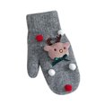 thumbnail image 1 of Gray Christmas Themed Cartoon Pattern Adult Gloves For Cold Weather Warm Thermal Protection Winter Street Fashion Wear, 1 of 3