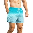 thumbnail image 7 of HOOMEUMY Gradient Color Swim Trunks for Men with Drawstring Elastic Waist Breathable Light Weight Mesh Lining Blue L, 7 of 7