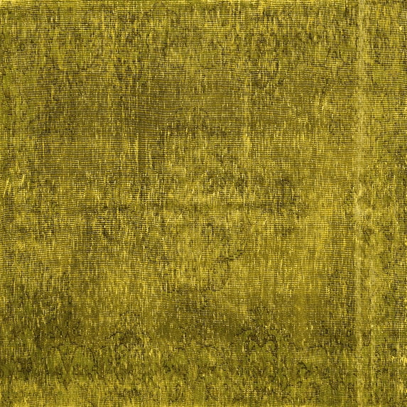 Ahgly Company Machine Washable Indoor Square Persian Yellow Traditional Area Rugs, 6' Square