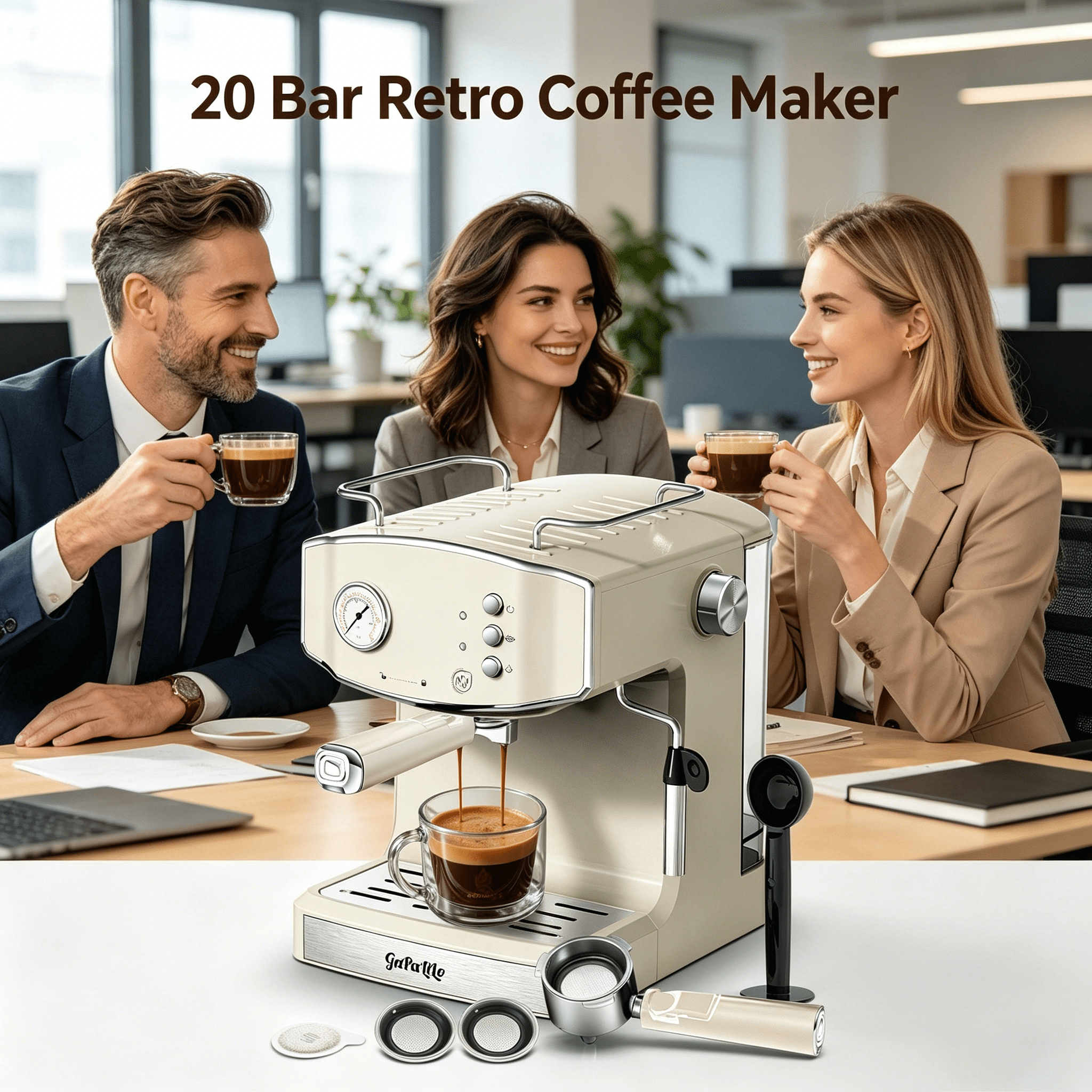 20 Bar Retro-Style Espresso Machine with Milk Frother, ESE Pod Compatible, Pressure Gauge, 54 oz Food-Grade PP Removable Water Tank, Ideal for Home Barista,Sky Blue