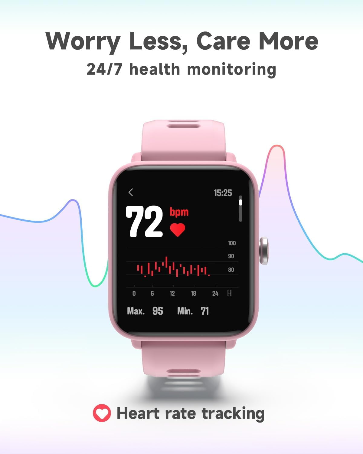 BIGGERFIVE Kids Smart Watch, 1.5''HD Touchscreen Fitness Tracker for Girls Boys, 5ATM Waterproof, Black
