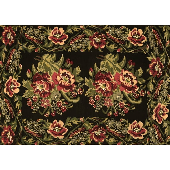 Ahgly Company Indoor Rectangle Medallion Brown French Area Rugs, 7' x 10'