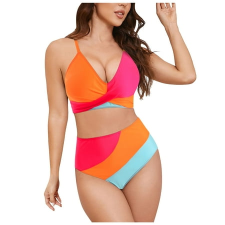 Cathalem Two Piece Swimsuits for Women Sexy Ribbed Triangle Top Bathing Suits String Cheeky Bikini Sets (Red S)