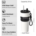 thumbnail image 2 of 24 oz Stainless Steel Tumbler with Lid and Straw Insulated Water Bottle Leak Proof for Hot and Cold Portable Travel Coffee Mug Reusable Coffee Cup White, 2 of 7