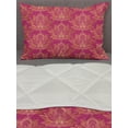 thumbnail image 3 of Oriental Comforter & Sham Bedding Set, Simplistic Themed Peaceful Pattern with Lotus Flowers, 3 pcs Duvet Set Microfiber Filling Quilt, 5 Sizes, Magenta Sand Brown, by Ambesonne, 3 of 4