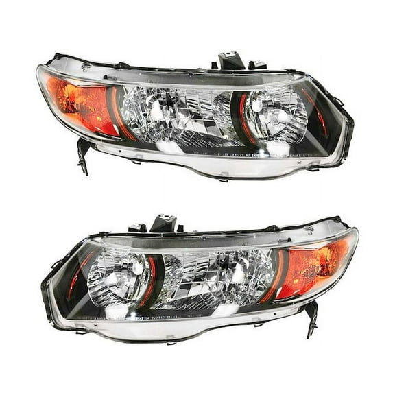 Headlight Assembly Set 2 Piece - Compatible with 2006 - 2009 Honda Civic Si Coupe 2007 2008