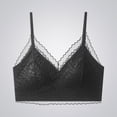 thumbnail image 2 of IFNWSV Seamless Bras for Women Solid Color Lace Fixed Cups Adjustable Straps Push Up Breathable Back Smoothing Bra Black 38BC, 2 of 5
