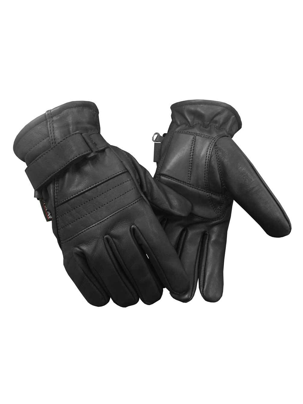 Redline Men's Gel Padded Full-Finger Leather Motorcycle Gloves Black G-056 