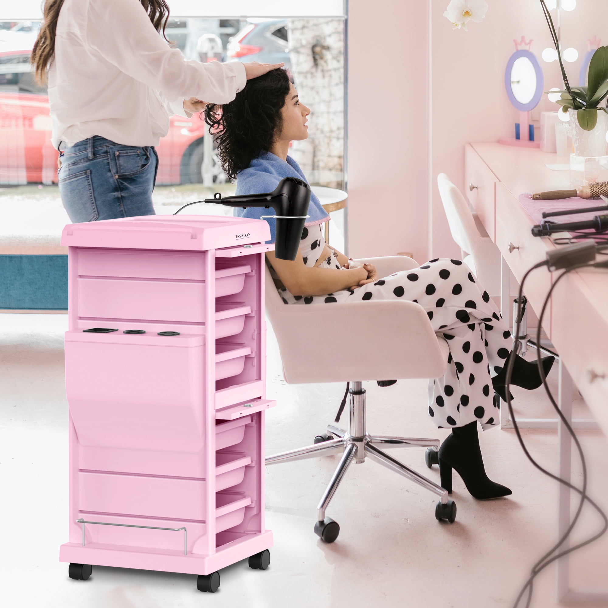 The original pink 2024 box salon cart