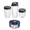 thumbnail image 2 of 7 Pcs for Juicer Parts: 6Pcs 3 Replacement Cups + 3 Lids & 1Pcs Extraction Blade 600W Straight Blade Gasket, 2 of 8