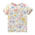 thumbnail image 3 of Drmagiyhm Girls Short Sleeve Tops Size 10-12 Cute Crewneck Shirts Floral Print T-Shirts Casual Loose Girl Beach Short Sleeve Tops, Tees & Blouses 3-4 Years, 3 of 4