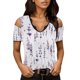 thumbnail image 1 of Gibobby Casual Playera de Manga Corta para Mujer Damas Verano Casual Estampado misterioso Cuello en V Encaje Sin tirantes Mangas(Blanco,XL), 1 of 5