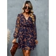 thumbnail image 2 of Women'S Mini Dresses Casual Spring V Neck Chiffon Long Peasant Sleeves Flowy Summer Dress  L, 2 of 7