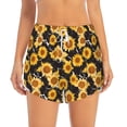 thumbnail image 2 of Picia Black Marble Pattern Sunflower Pattern Women's 2 in 1 Athletic Running Shorts High Waisted Workout Casual Gym Sweat Shorts with Comfy Liner Zipper Pockets-Small, 2 of 9