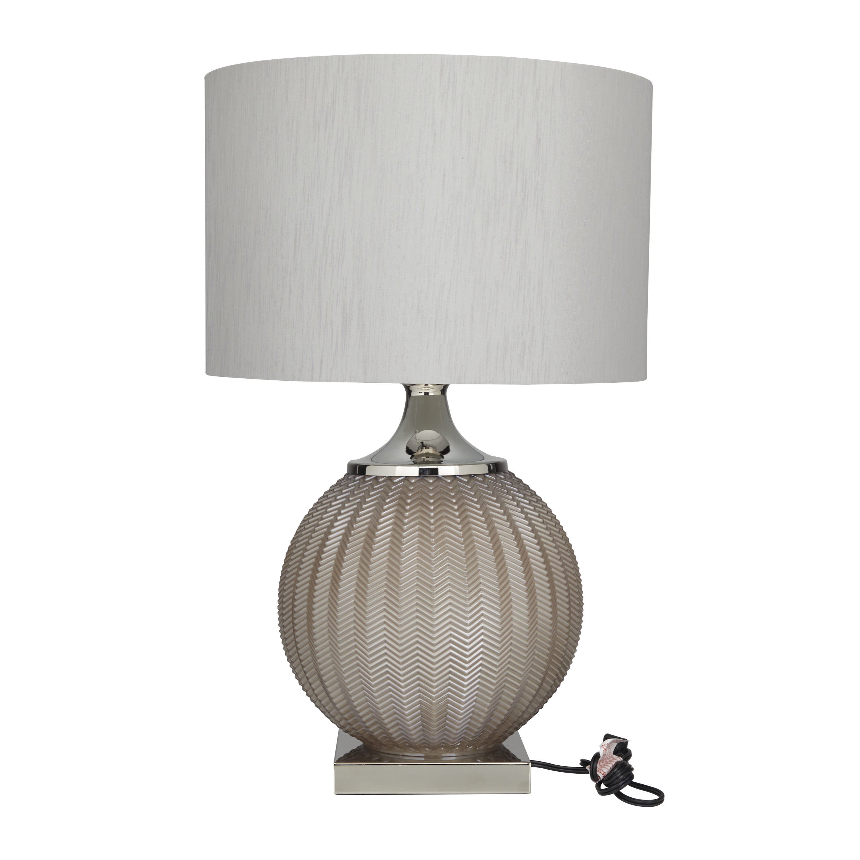 DecMode 27" Gray Table Lamp with Gray Fabric Shade